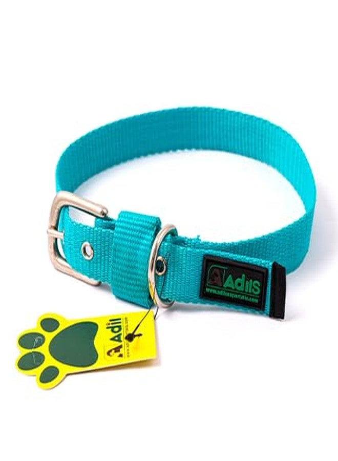 ADIL'S Nylon Dog Collar,Adjustable Metal Buckle With D-Ring Width: 25Mm Pet Collars For Small,Medium&Large Dog,14 Color Options,Size: L,Teal - Image 1